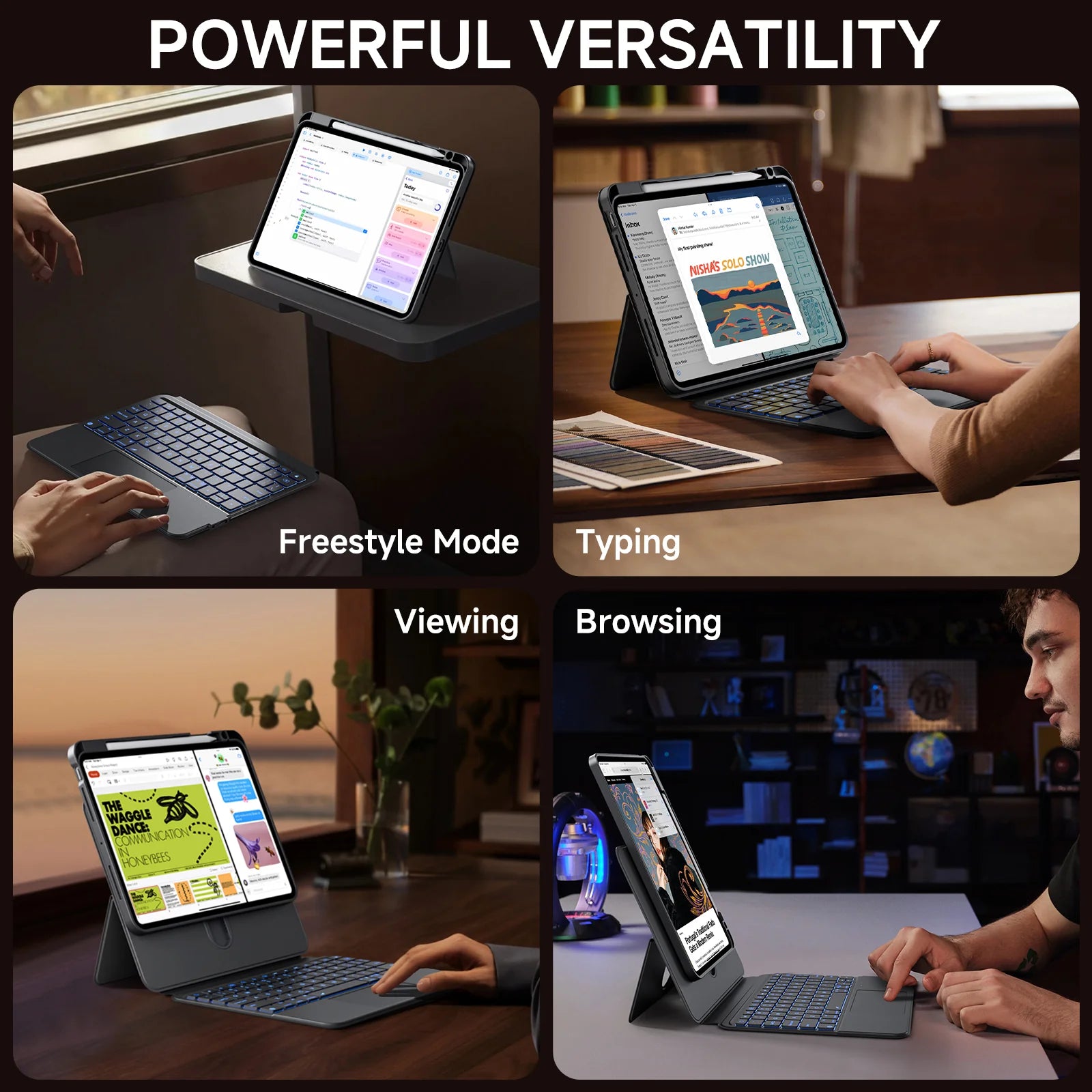 Tiaota Split Sliding Rail iPad Keyboard Case