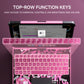 Y2K Pink Transparent iPad Keyboard Case – 360° Rotatable, 7-Color Backlight, Multi-Touch