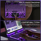 Y2K Purple Transparent iPad Keyboard Case – 360° Rotatable, 7-Color Backlight, Multi-Touch