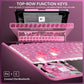 Y2K Pink Transparent iPad Keyboard Case – 360° Rotatable, 7-Color Backlight, Multi-Touch