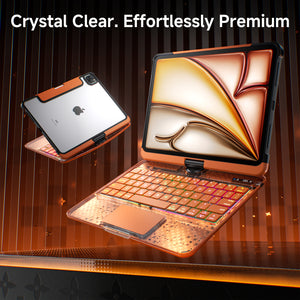 Cosmic Orange iPad Keyboard Case – 360° Rotatable, 7‑Color Backlight, Multi‑Touch