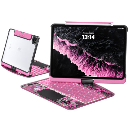 Transparent y2k Mechanical Style iPad Keyboard Case – 360° Rotatable,7-Color Backlight, Multi-Touch
