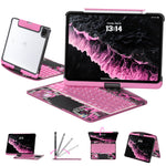 Y2K Pink Transparent iPad Keyboard Case – 360° Rotatable, 7-Color Backlight, Multi-Touch