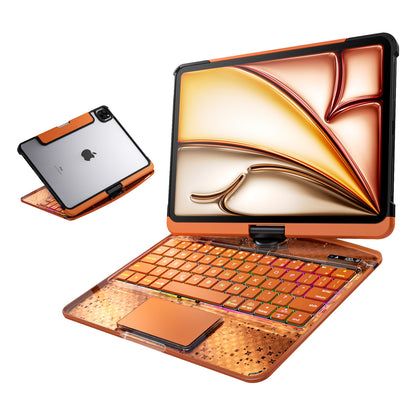 Cosmic Orange iPad Keyboard Case – 360° Rotatable, 7‑Color Backlight, Multi‑Touch